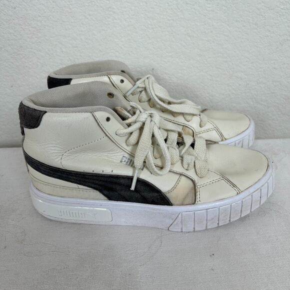 Puma Cali Star Ivory Womens 7 mid lace up leather & ripstop stacked sole sneaker - Picture 4 of 14